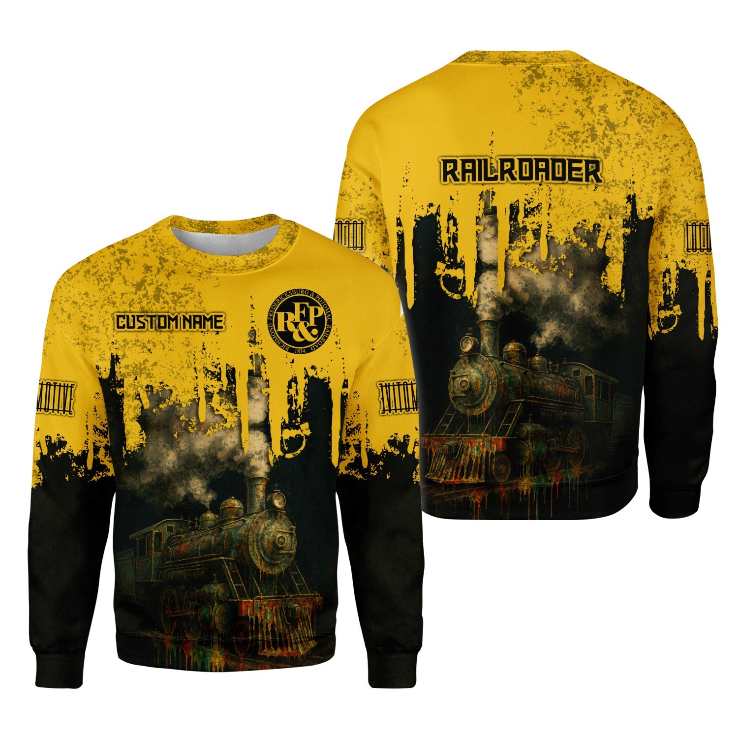 Railspirit Personalized Richmond, Fredericksburg And Potomac Railroad Sweatshirt Vintage Train Art Style Shirt For Locomotive Fans