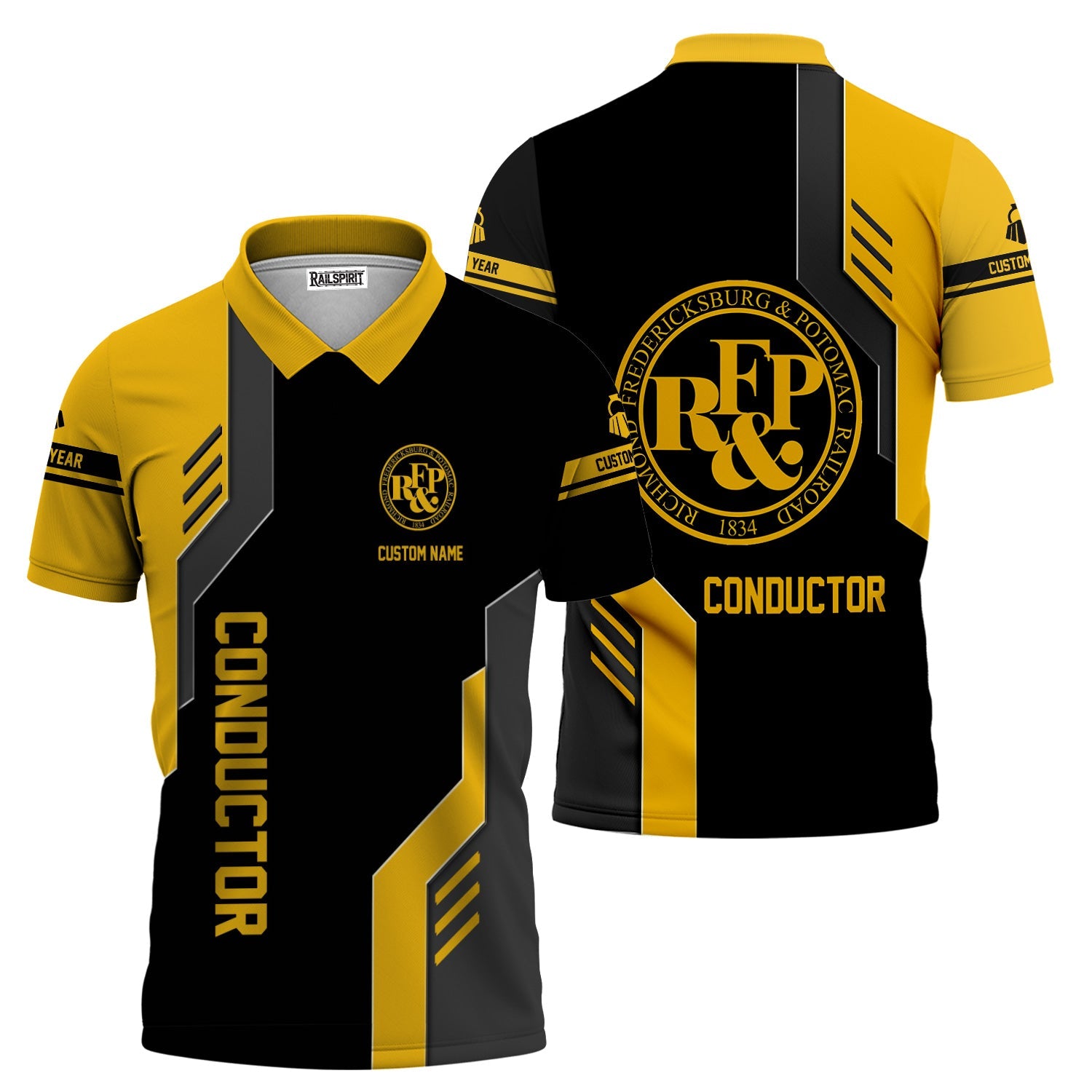 Railspirit Personalized Richmond, Fredericksburg And Potomac Railroad Polo Shirt Unique Railway Style with Custom Job Train Shirt