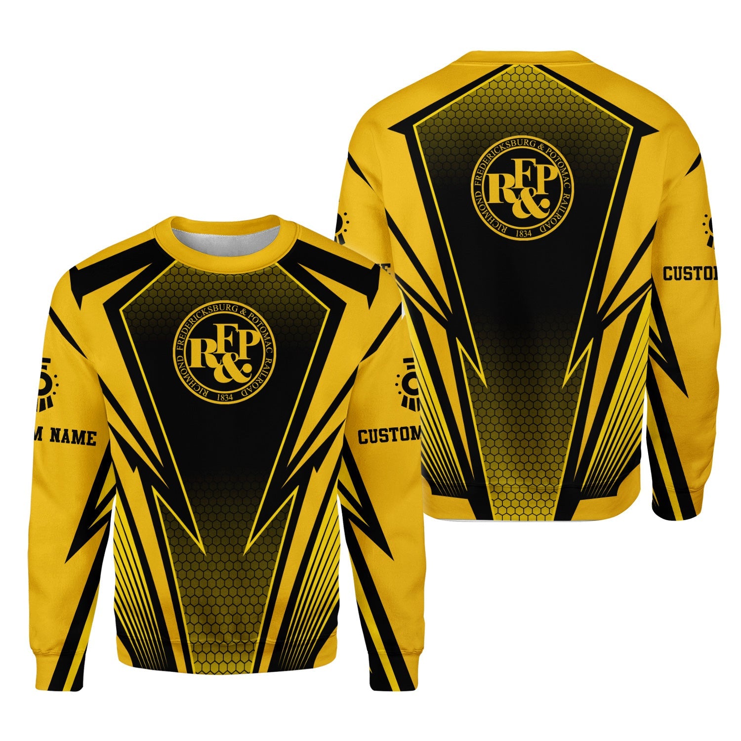 Railspirit Personalized Richmond, Fredericksburg And Potomac Railroad Sweatshirt Lightning Graphic Style Shirt Gift Idea For Train Lover