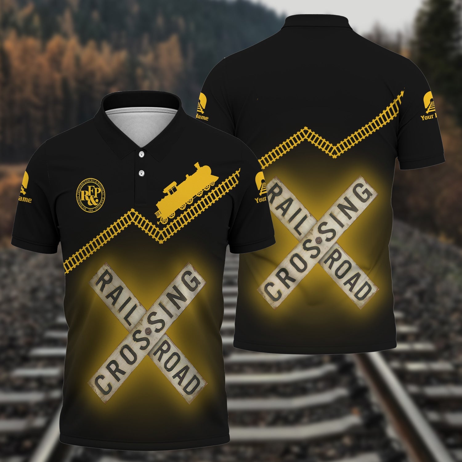 Railspirit Personalized Richmond, Fredericksburg And Potomac Railroad Polo Shirt Railroad Crossing Printed Train Track Shirt