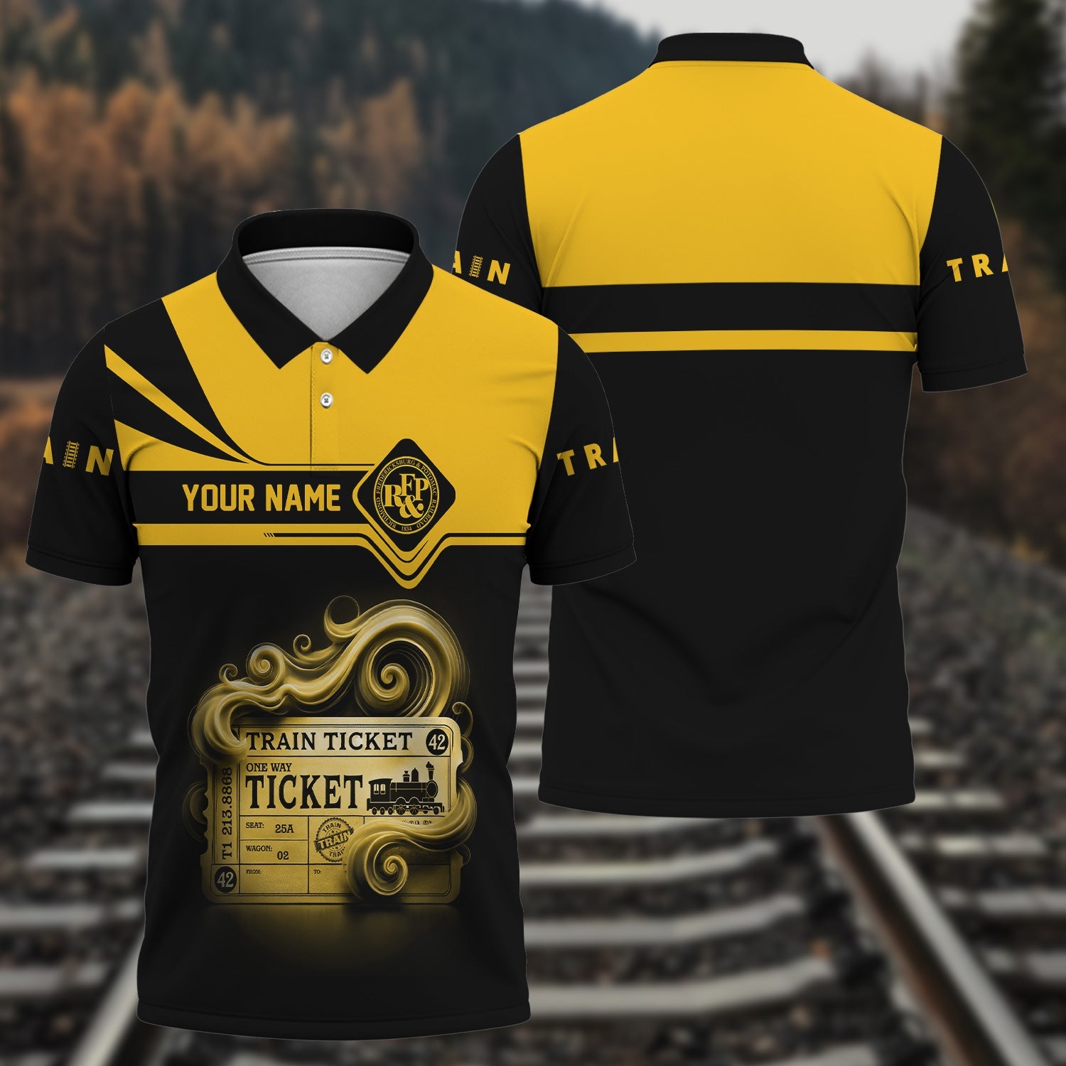 Railspirit Custom Name Richmond, Fredericksburg And Potomac Railroad Polo Shirt American Train Ticket Printed Shirt