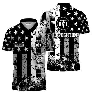 Railspirit Personalized Detroit Toledo And Ironton Railroad Polo Shirt Artistic Paint American Flag Style Train Shirt