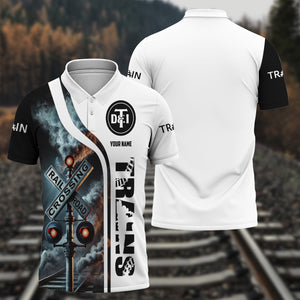 Railspirit Personalized Detroit Toledo And Ironton Railroad Polo Shirt Crossing Railroad Sign American Locomotive Train Shirt All Over Print