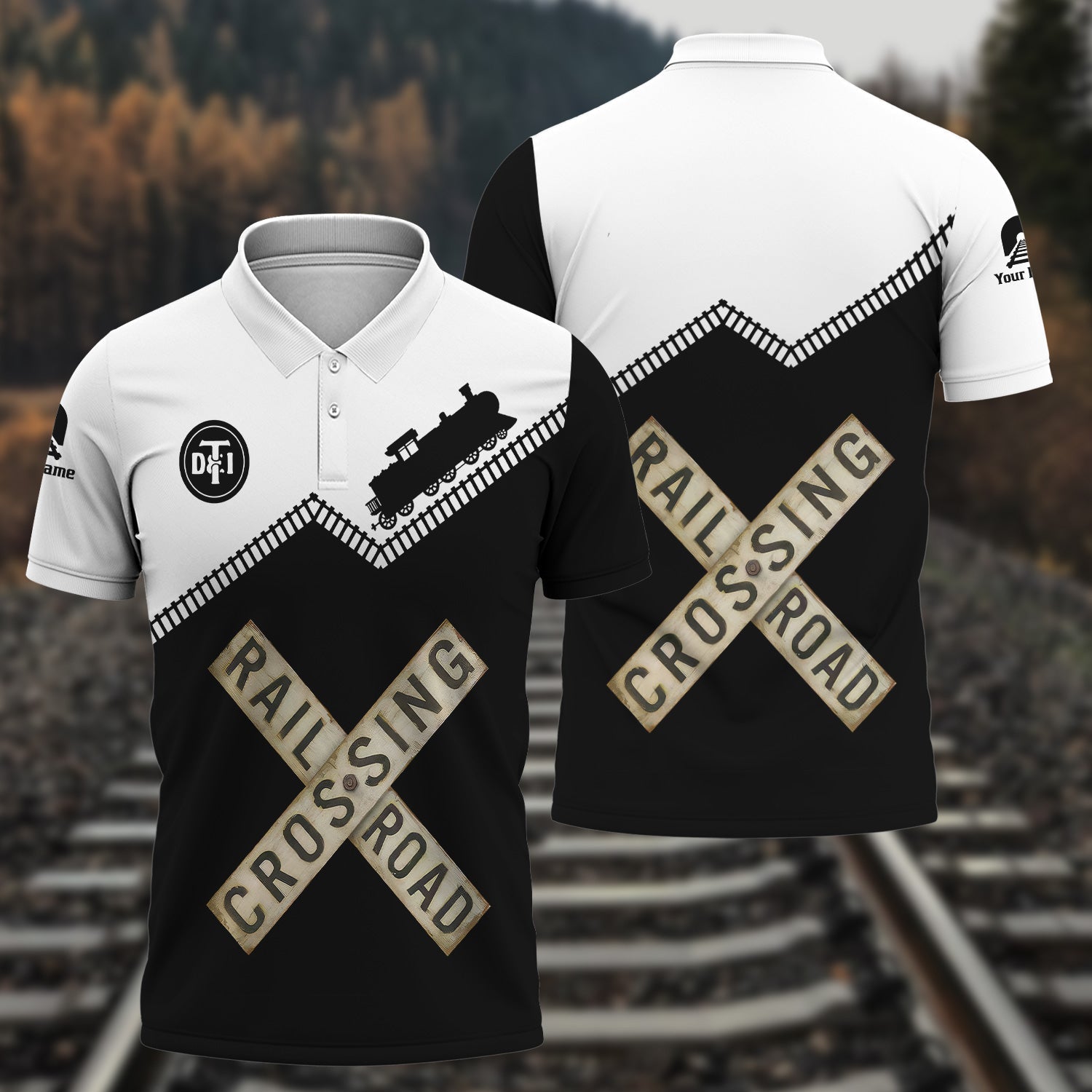 Railspirit Personalized Detroit Toledo And Ironton Railroad Polo Shirt Railroad Crossing Printed Train Track Shirt