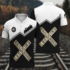 Railspirit Personalized Detroit Toledo And Ironton Railroad Polo Shirt Railroad Crossing Printed Train Track Shirt