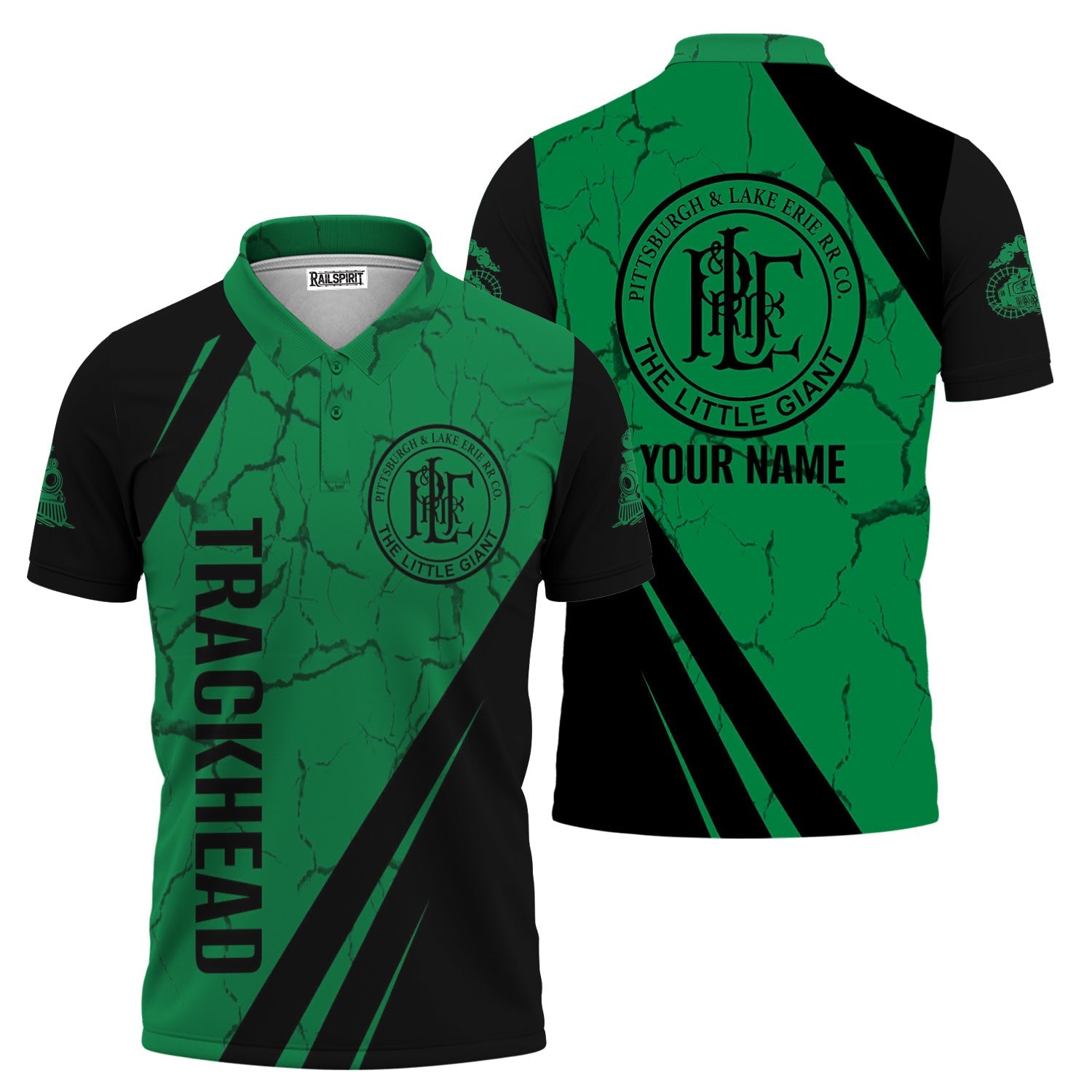 Railspirit Personalized Pittsburgh And Lake Erie Railroad Polo Shirt Crackle Texture Style Train Shirt For Trackhead