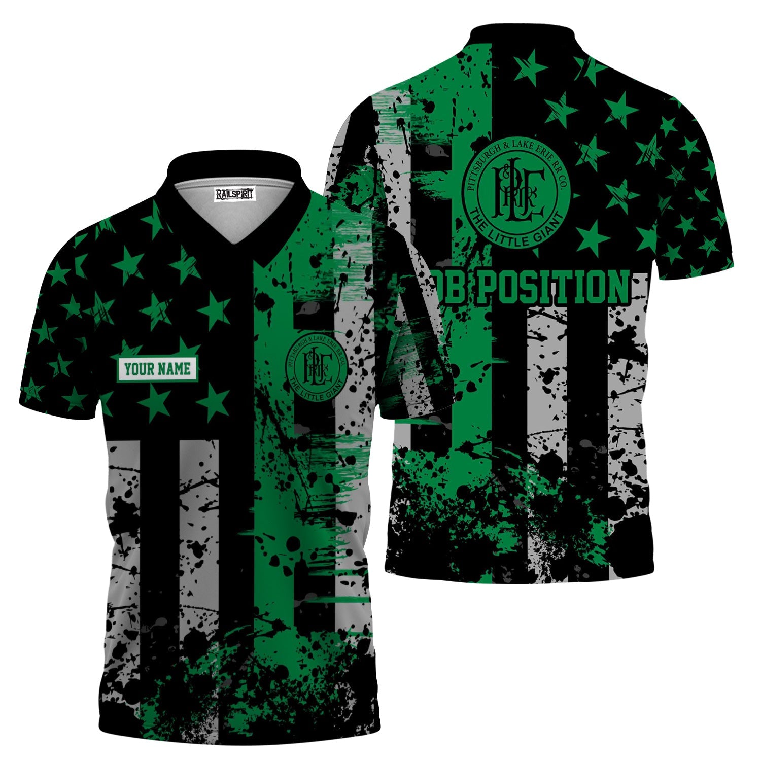 Railspirit Personalized Pittsburgh And Lake Erie Railroad Polo Shirt Artistic Paint American Flag Style Train Shirt