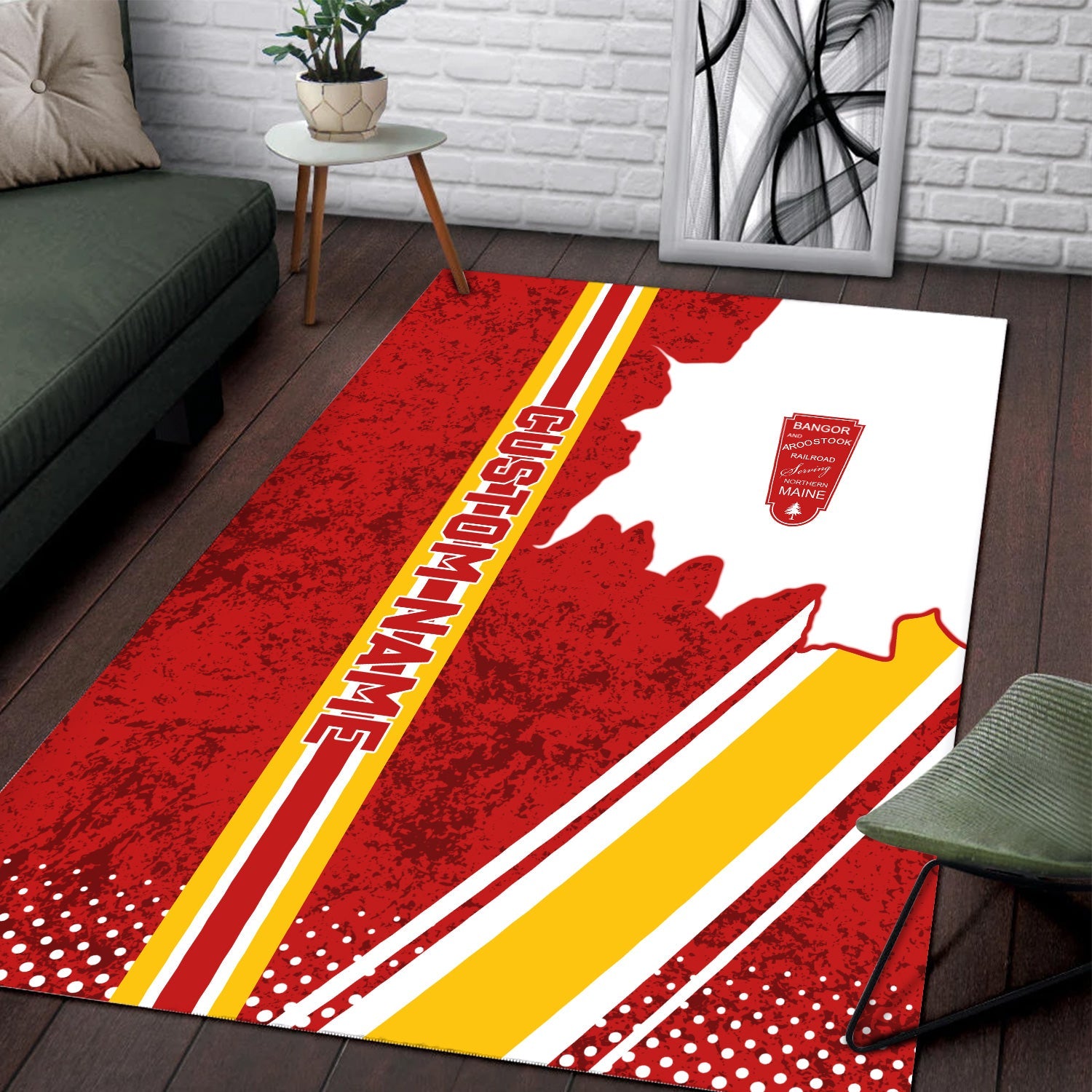 Railspirit Personalized Bangor And Aroostook Railroad Area Rug Vintage All Over Printed Rug