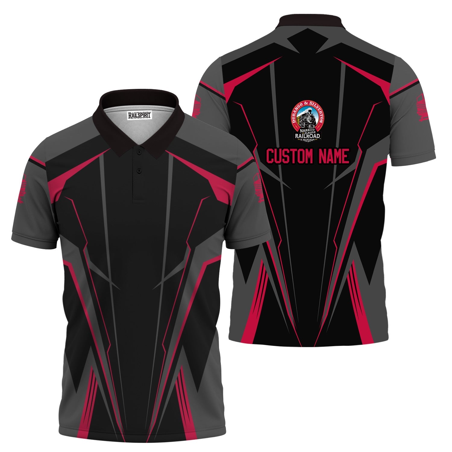 Railspirit Personalized Durango And Silverton Narrow Gauge Railroad Polo Shirt Lightning-Edge Design Train Shirt For Railroad Lovers