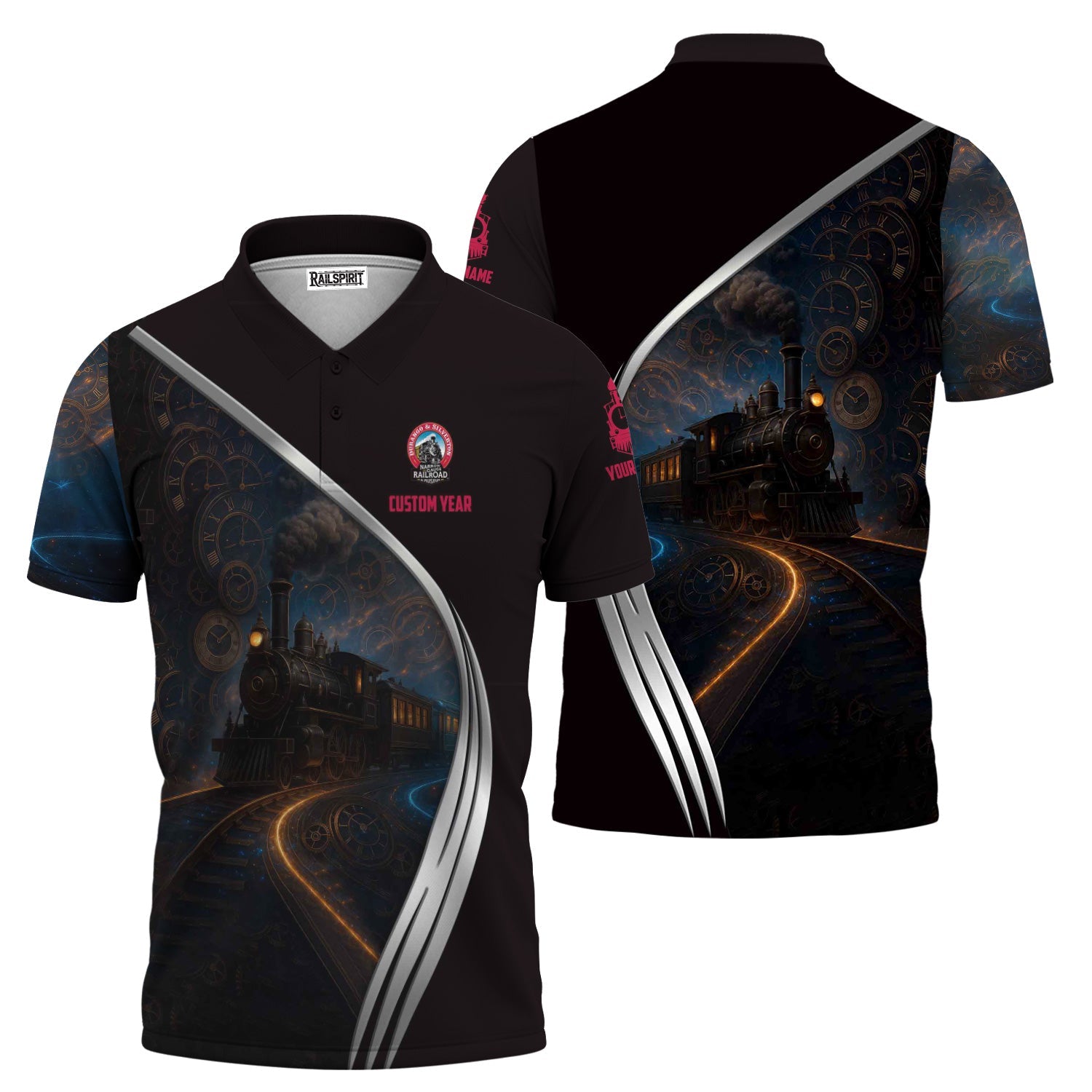 Railspirit Personalized Durango And Silverton Narrow Gauge Railroad Polo Shirt Steampunk Locomotive with Custom Year Train Shirt
