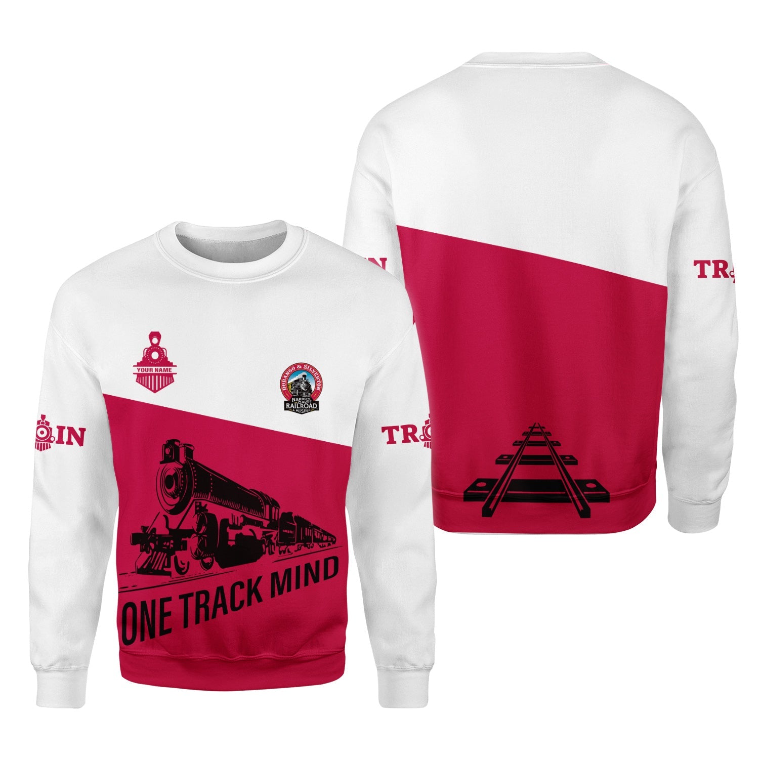 Railspirit Personalized Durango And Silverton Narrow Gauge Railroad Sweatshirt One Track Mind Train Sweater Gift Idea For Train Lover