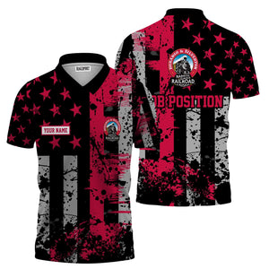 Railspirit Personalized Durango And Silverton Narrow Gauge Railroad Polo Shirt Artistic Paint American Flag Style Train Shirt