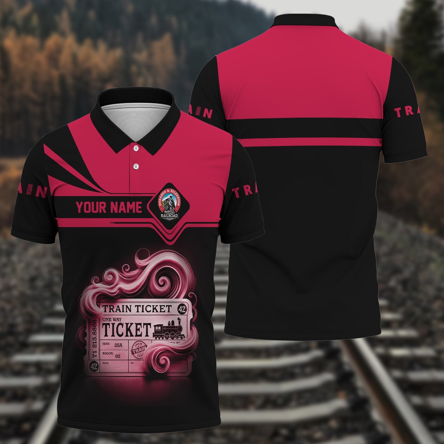 Railspirit Custom Name Durango And Silverton Narrow Gauge Railroad Polo Shirt American Train Ticket Printed Shirt