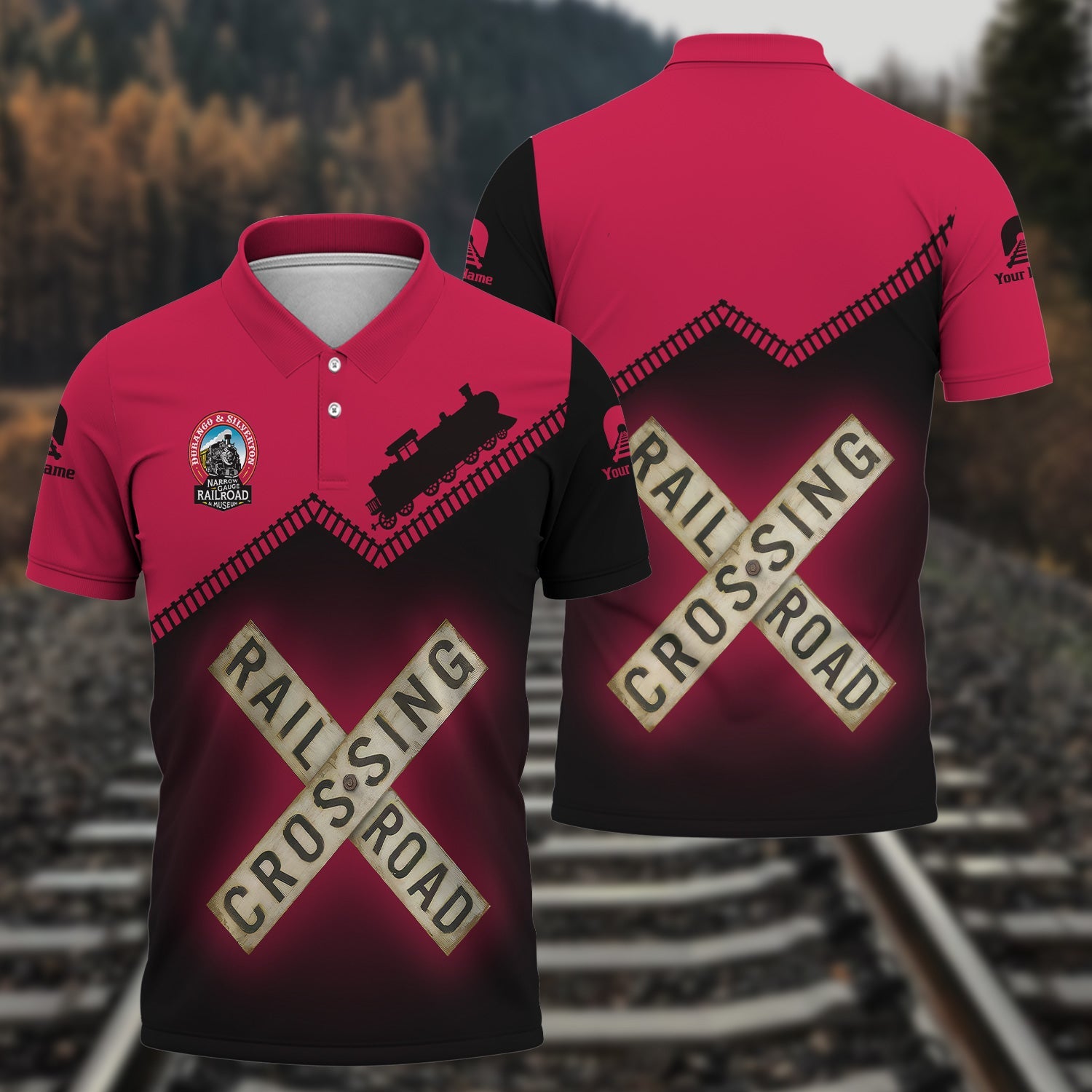 Railspirit Personalized Durango And Silverton Narrow Gauge Railroad Polo Shirt Railroad Crossing Printed Train Track Shirt