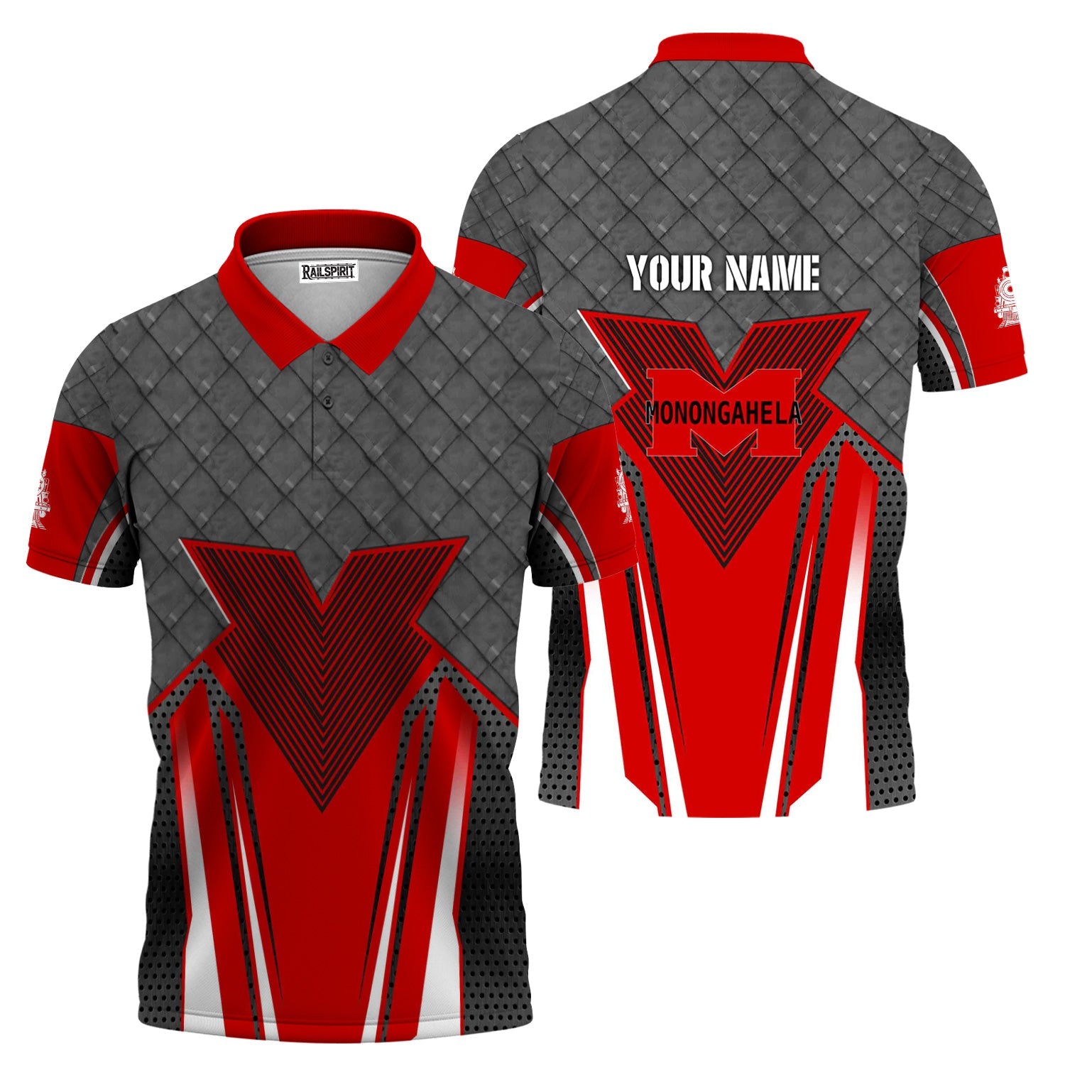 Railspirit Personalized Monongahela Railroad Polo Shirt Rugged Steel Vibes Train Shirt All Over Print