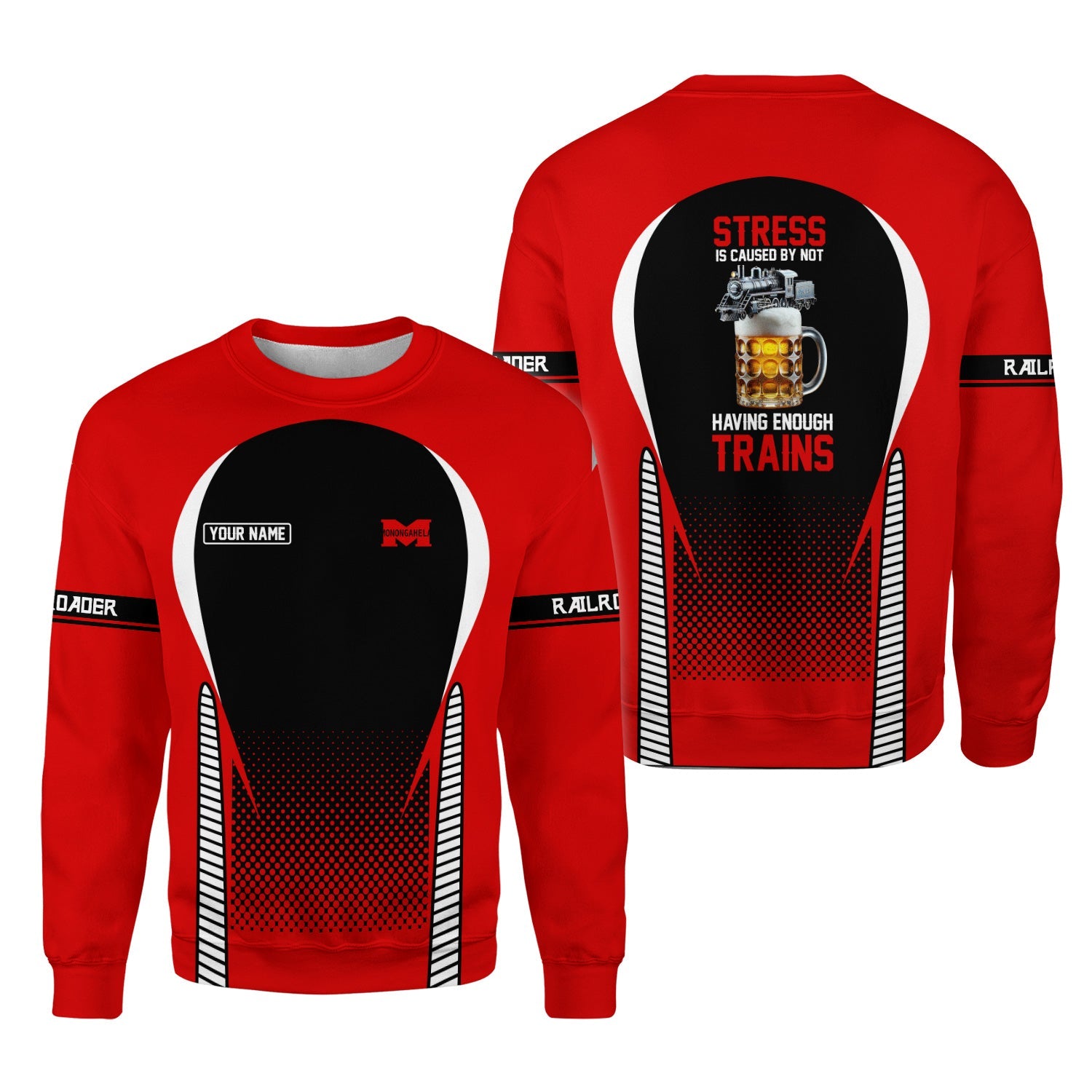 Railspirit Personalized Monongahela Railroad Sweatshirt Stress Is Caused By Not Having Enough Trains Shirt All Over Print Shirt