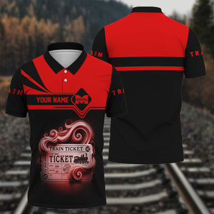 Railspirit Custom Name Monongahela Railroad Polo Shirt American Train Ticket Printed Shirt