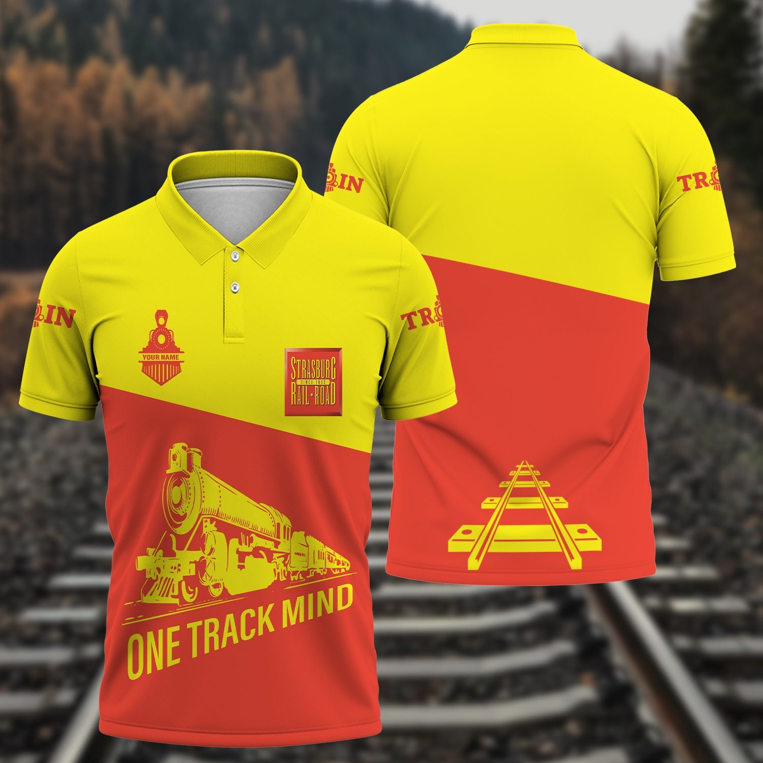Railspirit Personalized Strasburg Railroad Polo Shirt One Track Mind Unisex Train Shirt Gift Idea For Train Lover