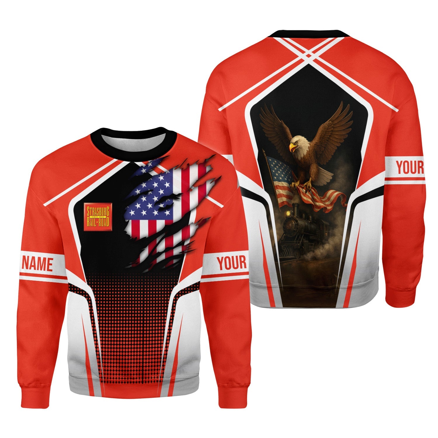 Railspirit Personalized Strasburg Railroad Sweatshirt American Eagle Vintage Train Shirt