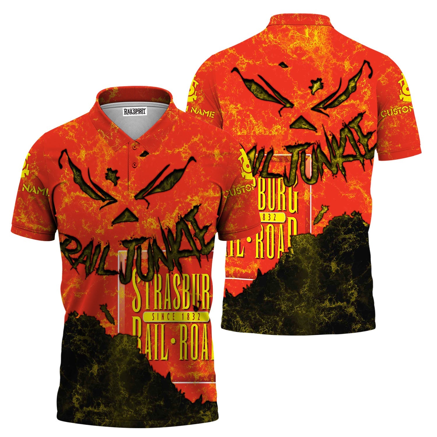 Railspirit Personalized Strasburg Railroad Polo Shirt Torn Graphic Style Train Shirt For Rail Junkie