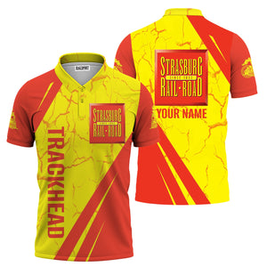 Railspirit Personalized Strasburg Railroad Polo Shirt Crackle Texture Style Train Shirt For Trackhead
