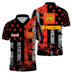 Railspirit Personalized Strasburg Railroad Polo Shirt Artistic Paint American Flag Style Train Shirt
