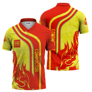Railspirit Personalized Strasburg Railroad Polo Shirt Flame Design with Custom Job Position Train Shirt