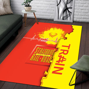 Railspirit Strasburg Railroad Area Rug Engine Heartbeat and Track Love Style Rug Gift Idea For Train Lovers