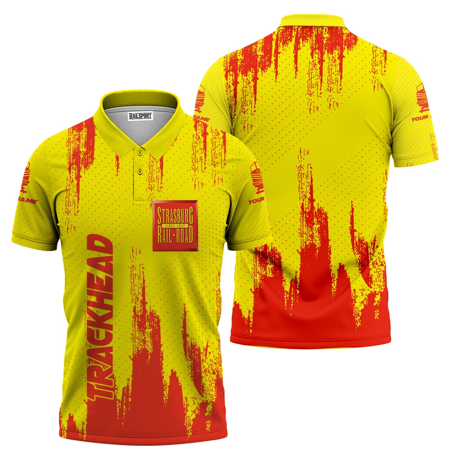 Railspirit Personalized Strasburg Railroad Polo Shirt Paint Impact Design Train Shirt for Trackhead