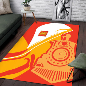 Railspirit Strasburg Railroad Area Rug Flame-Inspired Style Rug Gift Idea For Train Lovers