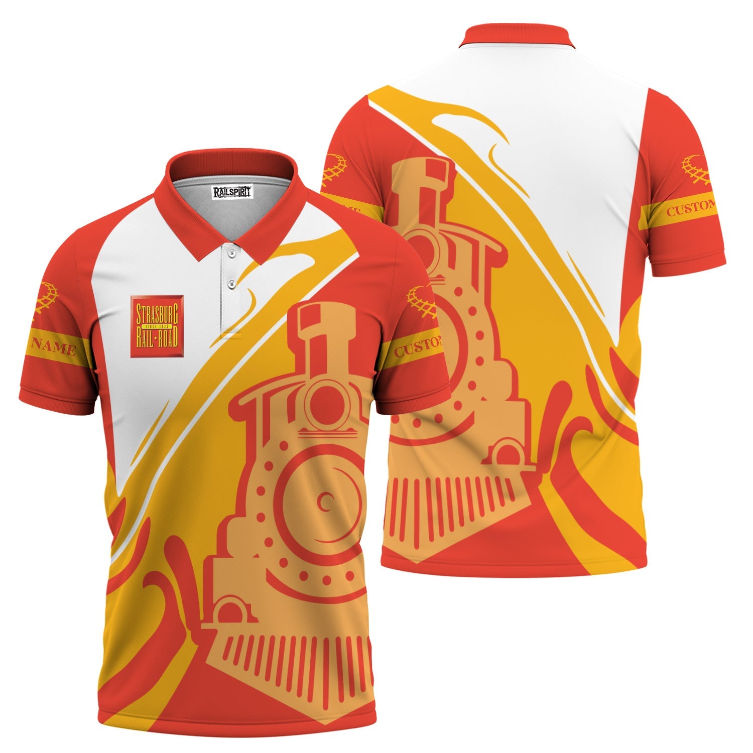 Railspirit Personalized Strasburg Railroad Polo Shirt Flame-Inspired Style Shirt Gift Idea For Train Lovers