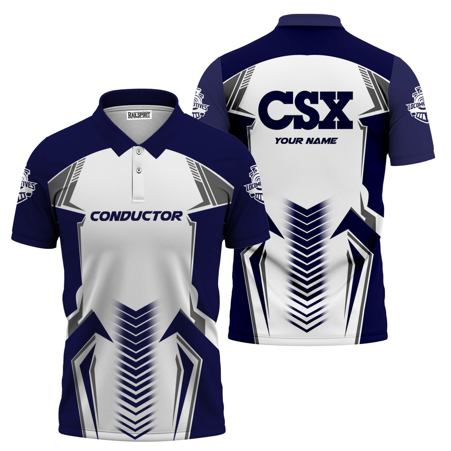 Railspirit Personalized CSX Transportation Railroad Polo Shirt Standout Style with Custom Position Train Shirt