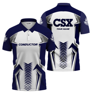Railspirit Personalized CSX Transportation Railroad Polo Shirt Standout Style with Custom Position Train Shirt