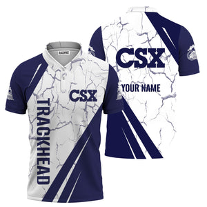 Railspirit Personalized CSX Transportation Railroad Polo Shirt Crackle Texture Style Train Shirt For Trackhead