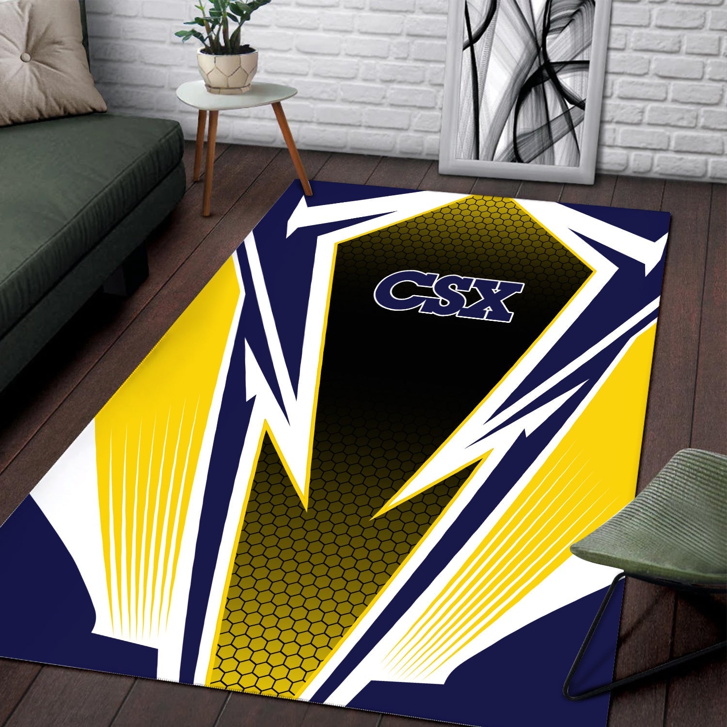 Railspirit CSX Transportation Railroad Area Rug Lightning Graphic Style Rug Gift Idea For Train Lover