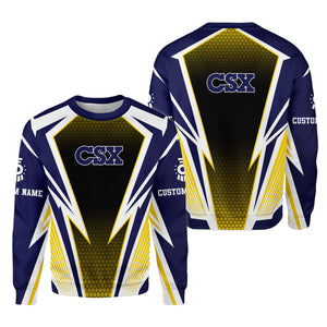 Railspirit Personalized CSX Transportation Railroad Sweatshirt Lightning Graphic Style Shirt Gift Idea For Train Lover