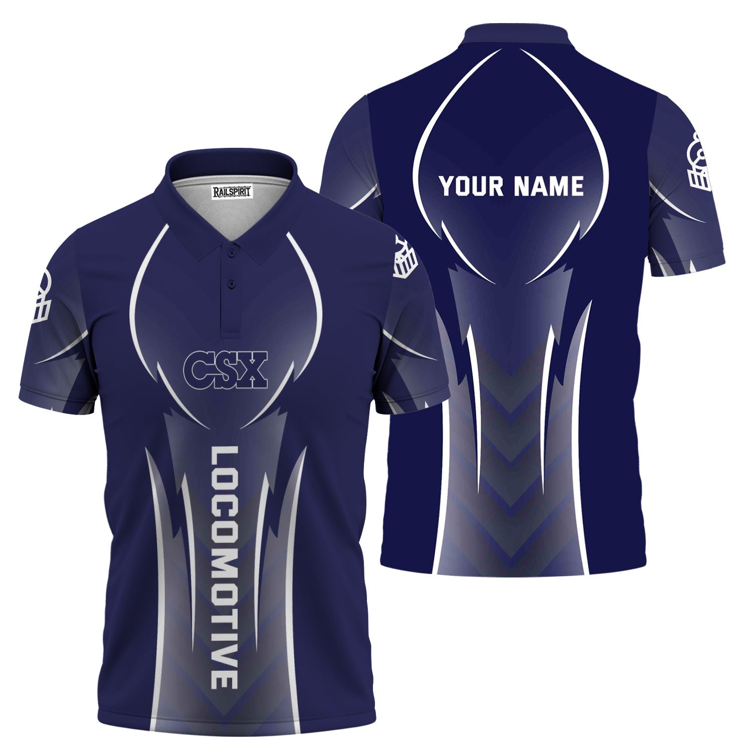 Railspirit Personalized CSX Transportation Railroad Polo Shirt Striking Line Style Train Shirt For Locomotive Lovers