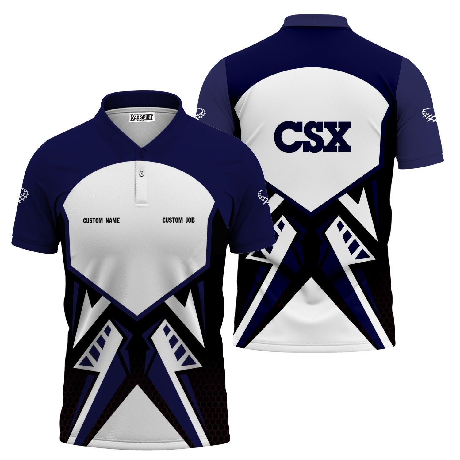 Railspirit Personalized CSX Transportation Railroad Polo Shirt Vibriant Style with Custom Position Train Shirt