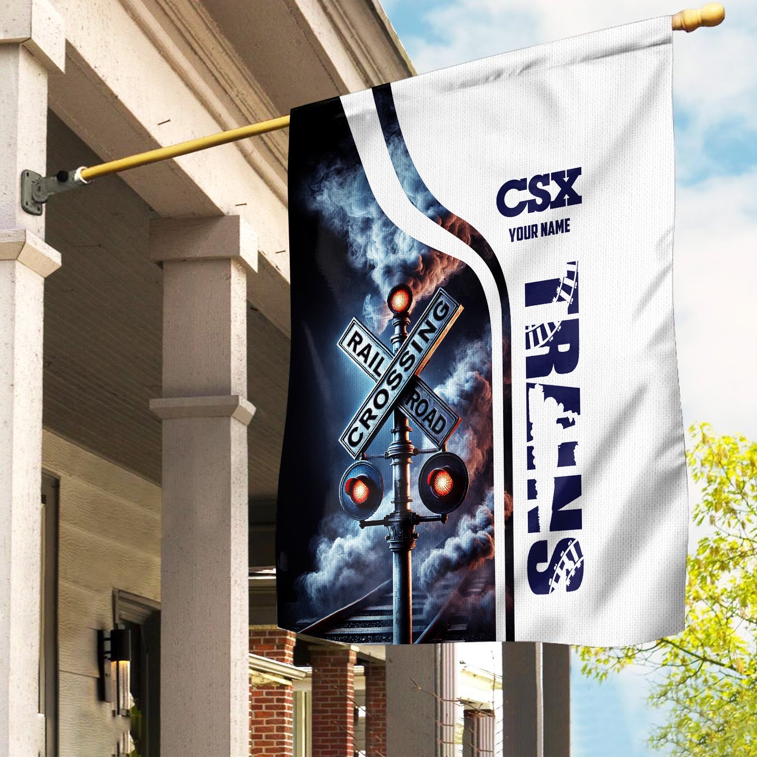 Railspirit Personalized CSX Transportation Railroad Garden Flag Railroad Crossing Sign Flag All Over Print