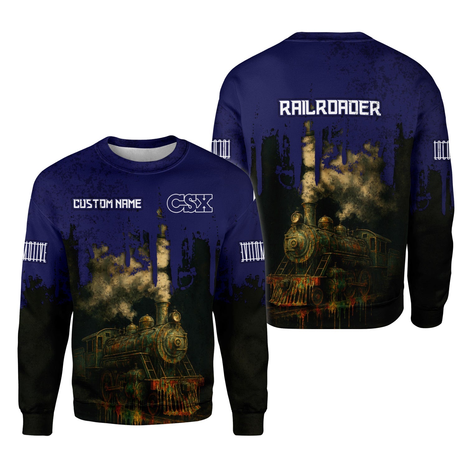 Railspirit Personalized CSX Transportation Railroad Sweatshirt Vintage Train Art Style Shirt For Locomotive Fans