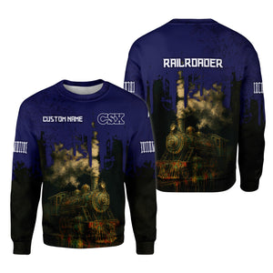 Railspirit Personalized CSX Transportation Railroad Sweatshirt Vintage Train Art Style Shirt For Locomotive Fans