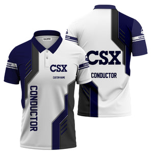 Railspirit Personalized CSX Transportation Railroad Polo Shirt Unique Railway Style with Custom Job Train Shirt