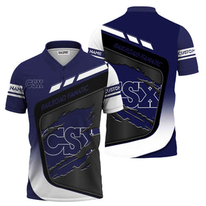 Railspirit Personalized CSX Transportation Railroad Polo Shirt Ripped Texture Style Train Shirt For Railroad Fanatic