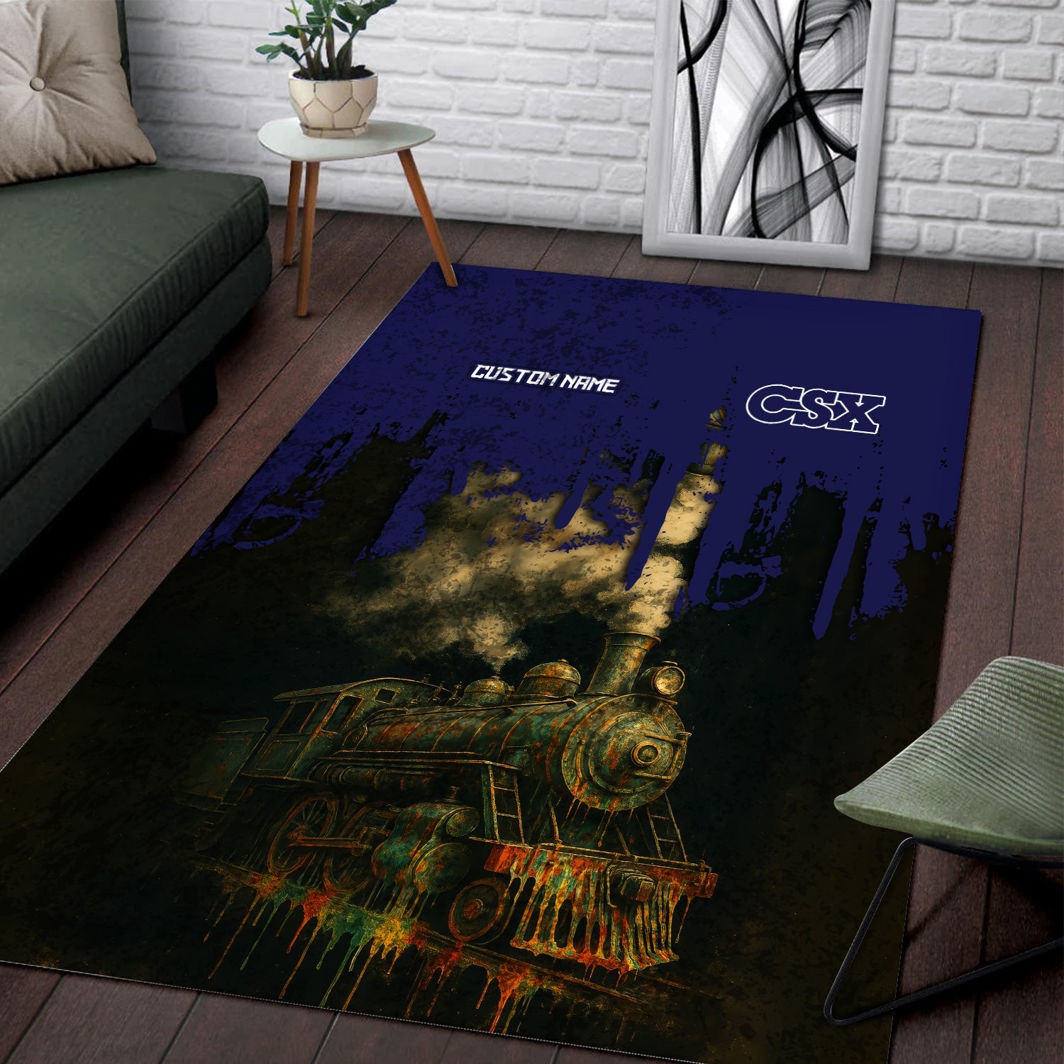 Ariva Train Rug Railspirit Personalized CSX Transportation Railroad Area Rug Vintage T ...