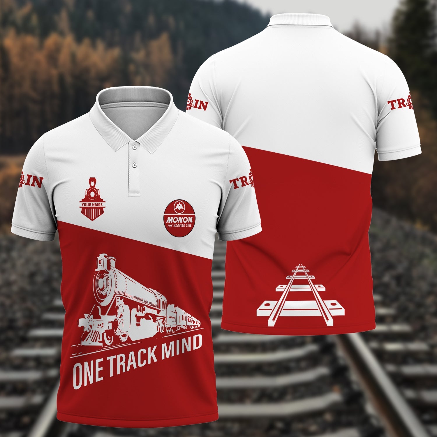 Railspirit Personalized Monon Railroad Polo Shirt One Track Mind Unisex Train Shirt Gift Idea For Train Lover