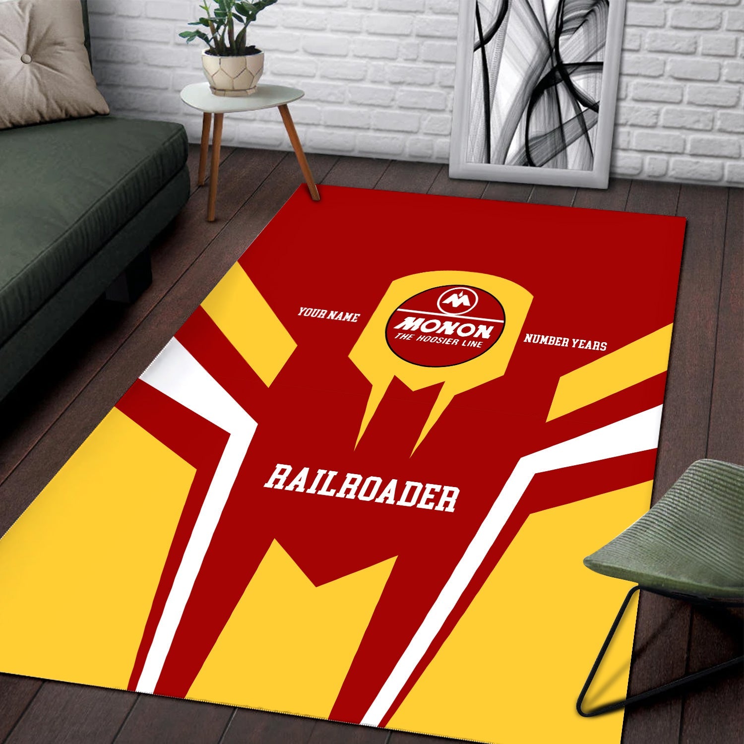 Railspirit Personalized Monon Railroad Area Rug Custom Year Railroader Rug Gift Idea For Train Lover