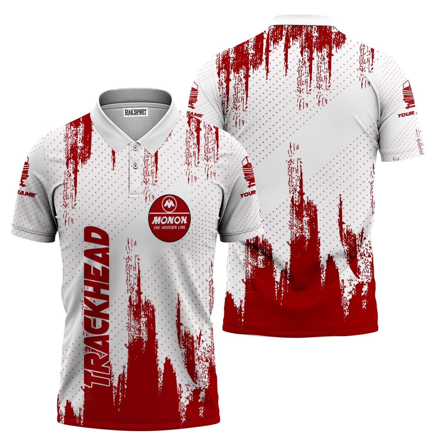 Railspirit Personalized Monon Railroad Polo Shirt Paint Impact Design Train Shirt for Trackhead