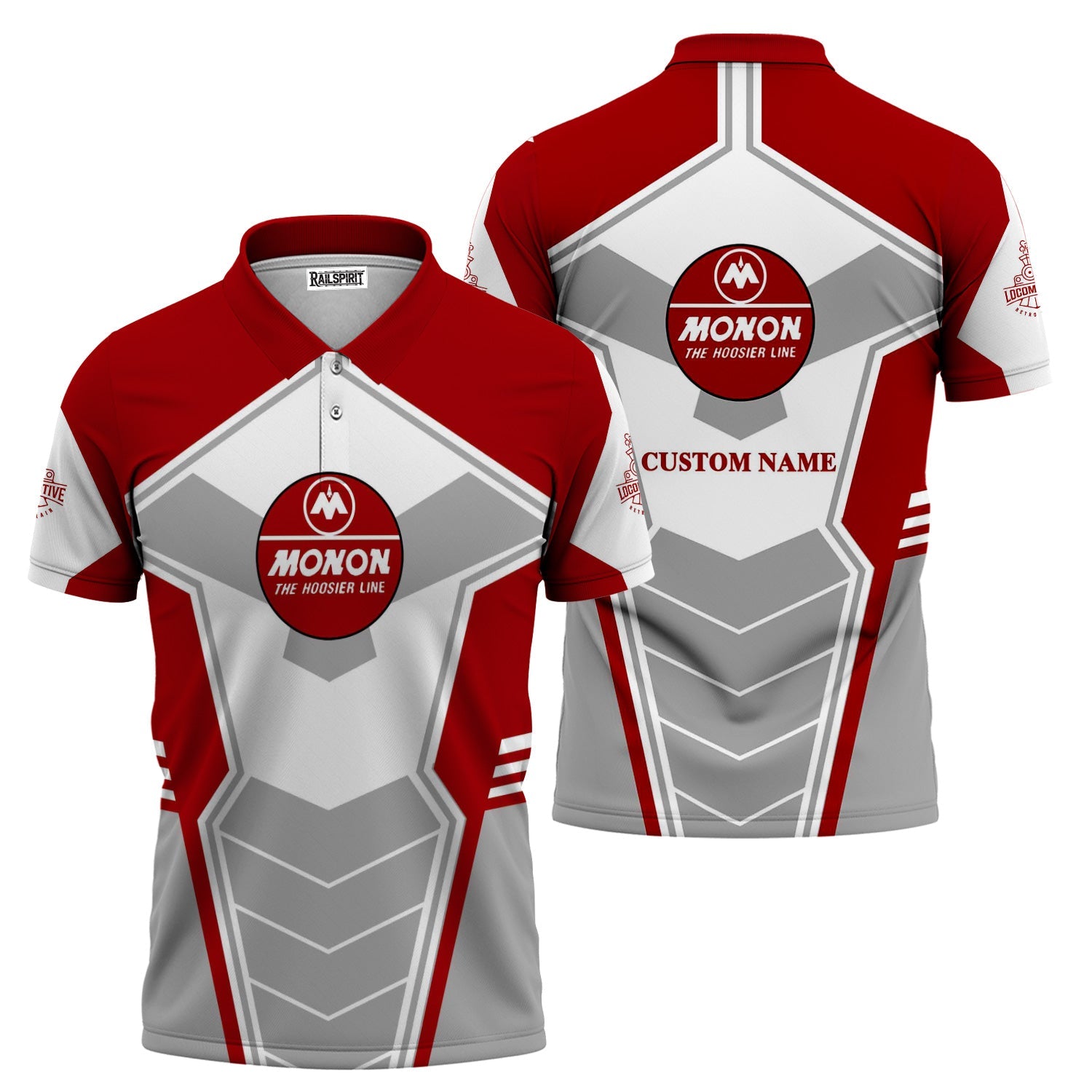 Railspirit Personalized Monon Railroad Polo Shirt Engine-Inspired Style Train Shirt for Railroad Fanatic