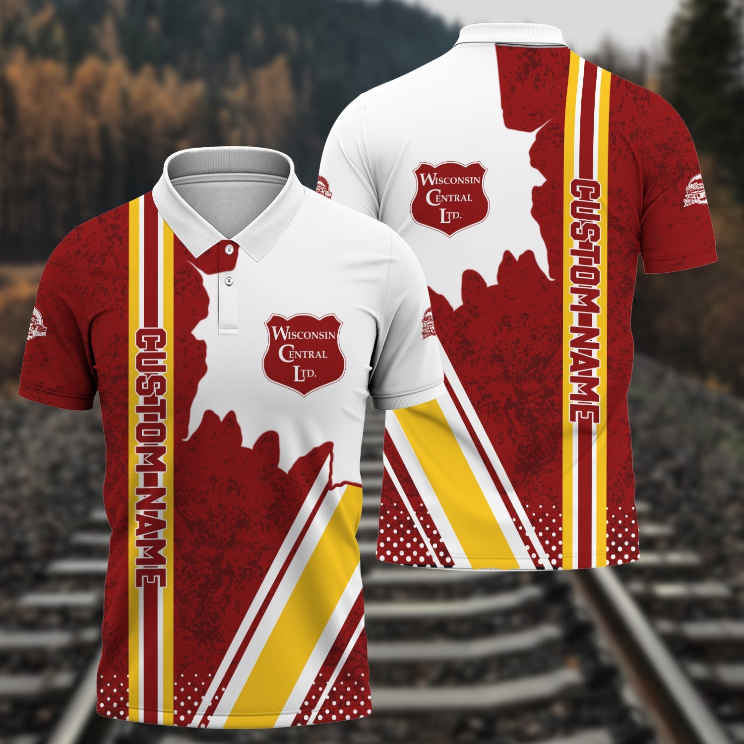 Railspirit Personalized Wisconsin Central Ltd Railroad Polo Shirt All Over Printed Unisex Shirt