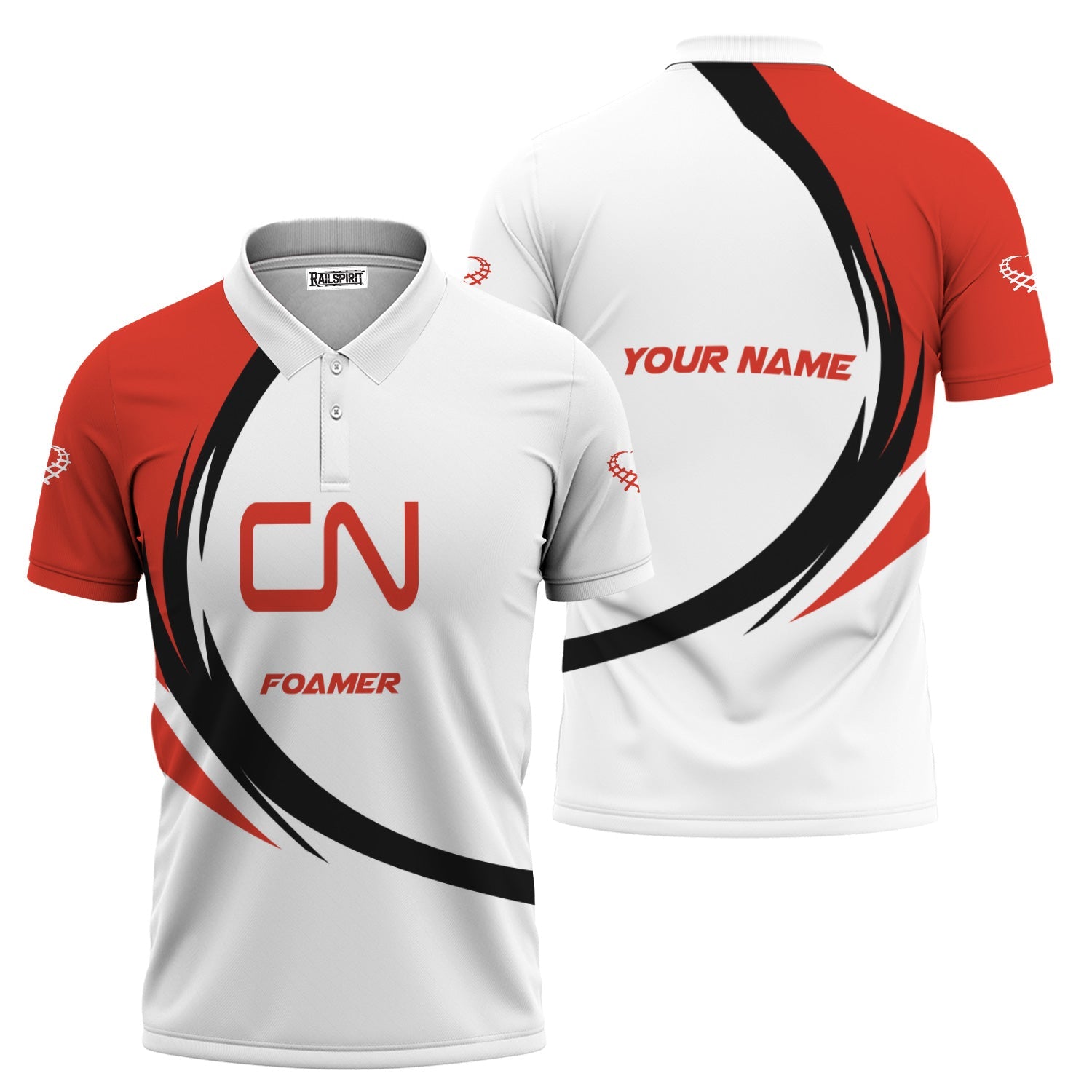 Railspirit Personalized Canadian National Railroad Polo Shirt Unique Graphic Style Shirt For Train Enthusiasts
